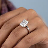 Clean and Simple Basket Radiant cut Diamond Solitaire Ring