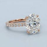 Sparkling Oval Cut Diamond Ring with Pave Band