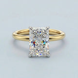 Clean and Simple Basket Radiant cut Diamond Solitaire Ring
