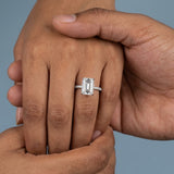 Emerald Cut Diamond French Cut Pave Engagement Ring