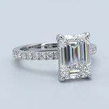 Emerald Cut Diamond French Cut Pave Engagement Ring