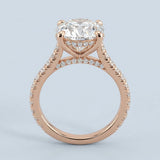 Cathedral Hidden Halo Round Cut Diamond, French Cut Pavé sides