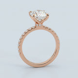 Sparkling Oval Cut Diamond Ring with Pave Band