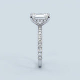 Emerald Cut Diamond French Cut Pave Engagement Ring