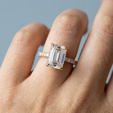 Emerald Cut Diamond French Cut Pave Engagement Ring