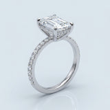 Emerald Cut Diamond French Cut Pave Engagement Ring