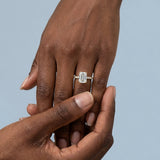 Emerald Cut Diamond French Cut Pave Engagement Ring