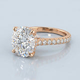 Cathedral Hidden Halo Round Cut Diamond, French Cut Pavé sides