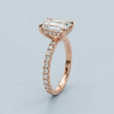 Emerald Cut Diamond French Cut Pave Engagement Ring