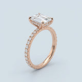 Emerald Cut Diamond French Cut Pave Engagement Ring