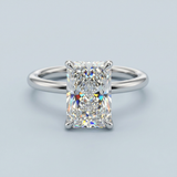 Clean and Simple Basket Radiant cut Diamond Solitaire Ring