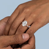 Sparkling Oval Cut Diamond Ring with Pave Band