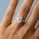 Sparkling Oval Cut Diamond Ring with Pave Band