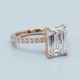 Emerald Cut Diamond French Cut Pave Engagement Ring