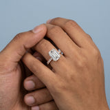 Emerald Cut Diamond French Cut Pave Engagement Ring