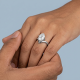 Shevron Oval cut Diamond and Hidden Halo Ring
