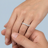 Single French Cut Pave Diamond Wedding Band 2mm+