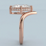 Shevron Oval cut Diamond and Hidden Halo Ring