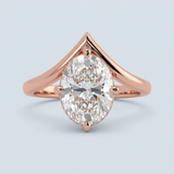 Shevron Oval cut Diamond and Hidden Halo Ring