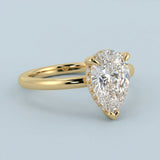 Pear Brilliant Cut Hidden Halo Ring