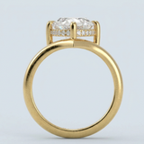 Shevron Oval cut Diamond and Hidden Halo Ring
