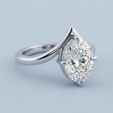 Shevron Oval cut Diamond and Hidden Halo Ring