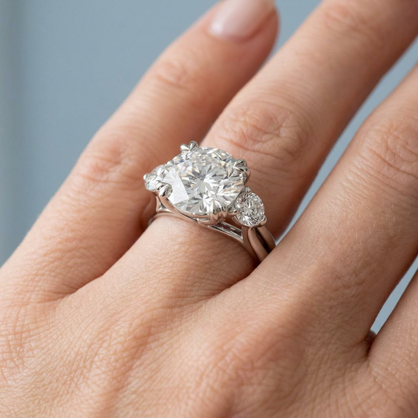 Hand model shot of the white gold engagement ring