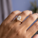 Shevron Oval cut Diamond and Hidden Halo Ring