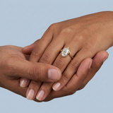 Shevron Oval cut Diamond and Hidden Halo Ring