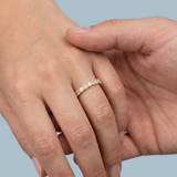 Single French Cut Pave Diamond Wedding Band 2mm+