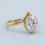 Shevron Oval cut Diamond and Hidden Halo Ring