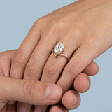 Shevron Oval cut Diamond and Hidden Halo Ring