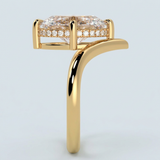 Shevron Oval cut Diamond and Hidden Halo Ring