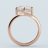 Shevron Oval cut Diamond and Hidden Halo Ring