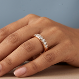 Classic seven stone round diamond wedding band