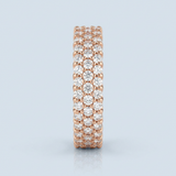 Three row round diamond eternity band