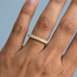 Classic one row round diamond stacking band