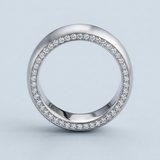 Satin finished wedding band with side diamonds wedding band 6 mm +