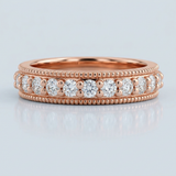 Single row milgrain diamond wedding band
