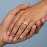 Three row round diamond eternity band