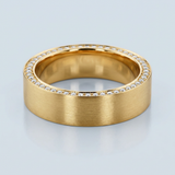 Satin finished Flat band with side diamonds 6 mm +
