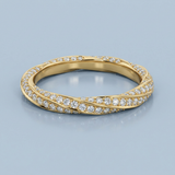 Round diamond twist wedding band