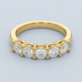 Five diamond shared prong setting