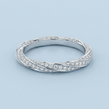 Round diamond twist wedding band