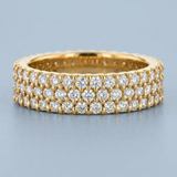 Three row round diamond eternity band