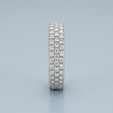 Three row round diamond eternity band