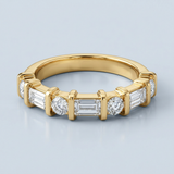 Alternating four round wedding band