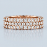 Three row round diamond eternity band