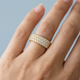Three row round diamond eternity band