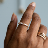 Classic one row round diamond stacking band